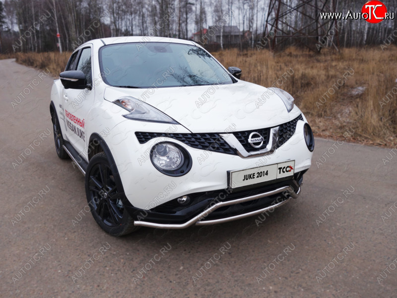 17 649 р. Защита переднего бампера кенгурин с вставкой 42,4 мм ТСС Тюнинг Nissan Juke 1 YF15 рестайлинг (2014-2020) (нержавейка)  с доставкой в г. Кемерово