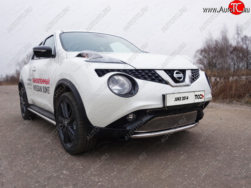 7 349 р. Защита переднего бампера нижняя d42,4 мм ТСС Тюнинг Nissan Juke 1 YF15 рестайлинг (2014-2020) (нержавейка)  с доставкой в г. Кемерово