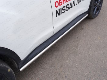 Защита порогов труба d42,4 мм ТСС Тюнинг } Nissan Juke 1 YF15 рестайлинг (2014-2020) (серые)