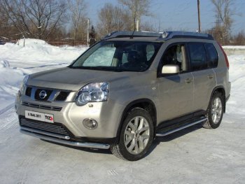 Защита переднего бампера нижняя d60,3*42,4 мм ТСС Тюнинг Nissan X-trail  2 T31 (2010-2015) рестайлинг (нержавейка)