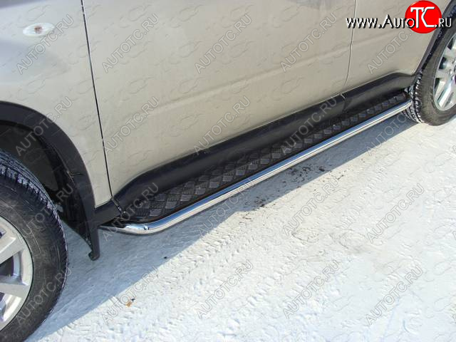 27 849 р. Пороги с площадкой 42,4 мм ТСС Тюнинг Nissan X-trail 2 T31 рестайлинг (2010-2015) (серые)  с доставкой в г. Кемерово