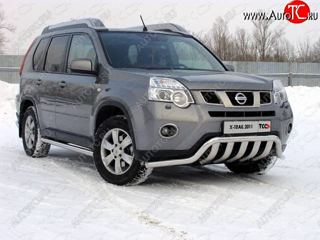 28 299 р. Защита переднего бампера нижняя 60,3*75 мм ТСС Тюнинг  Nissan X-trail  2 T31 (2010-2015) рестайлинг (нержавейка)  с доставкой в г. Кемерово