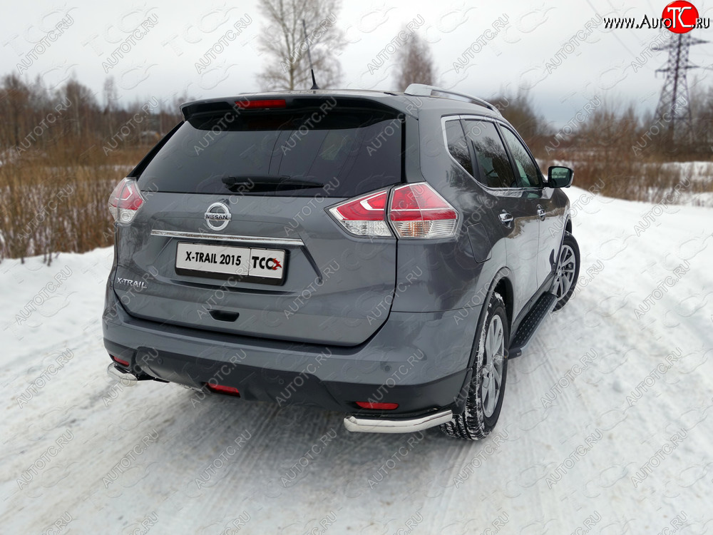 17 649 р. Защита заднего бампера (уголки, d60,3 мм) TCC  Nissan X-trail  3 T32 (2013-2018) дорестайлинг  с доставкой в г. Кемерово