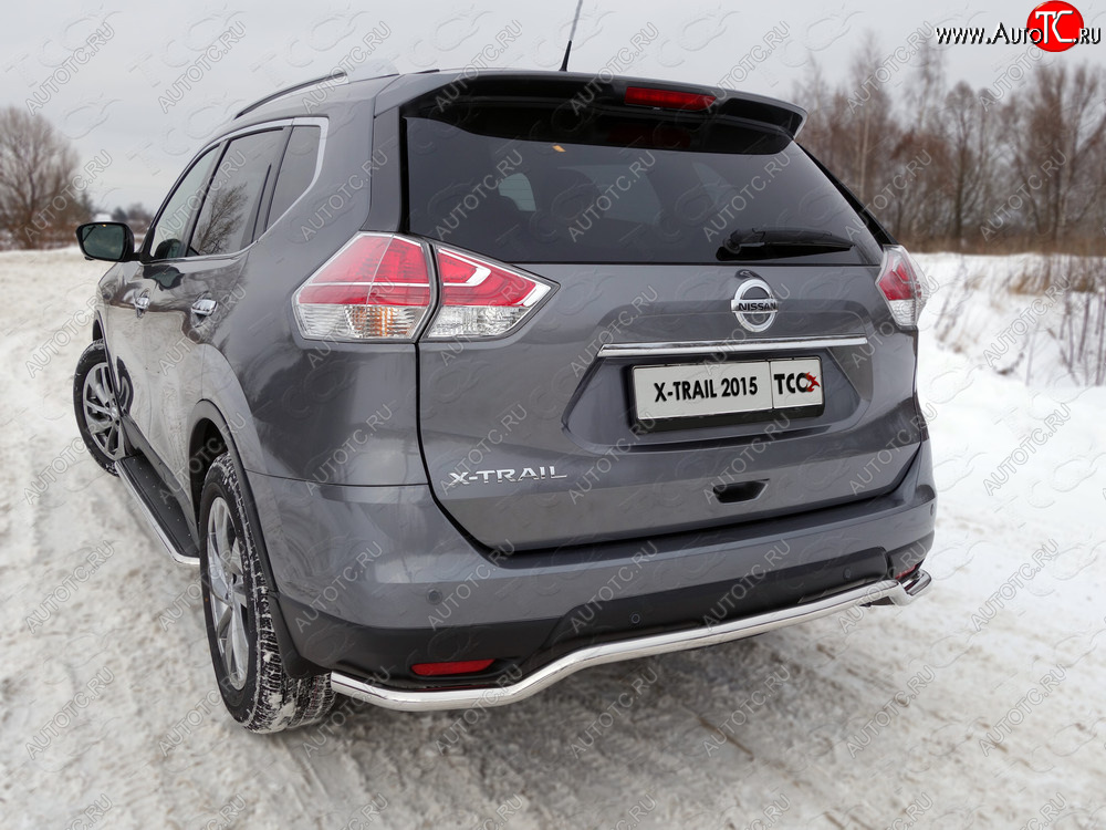 20 599 р. Защита задняя (нержавейка d42,4 мм), ТСС Тюнинг  Nissan X-trail  3 T32 (2013-2018) дорестайлинг  с доставкой в г. Кемерово