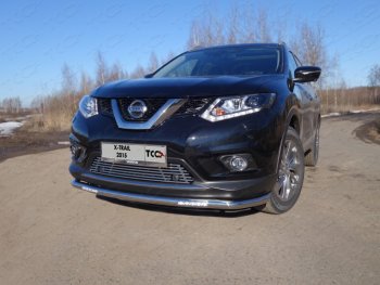 Нижняя декоративная вставка в бампер (с парктроником) ТСС Тюнинг Nissan X-trail  3 T32 (2013-2018) дорестайлинг (d 12 мм)