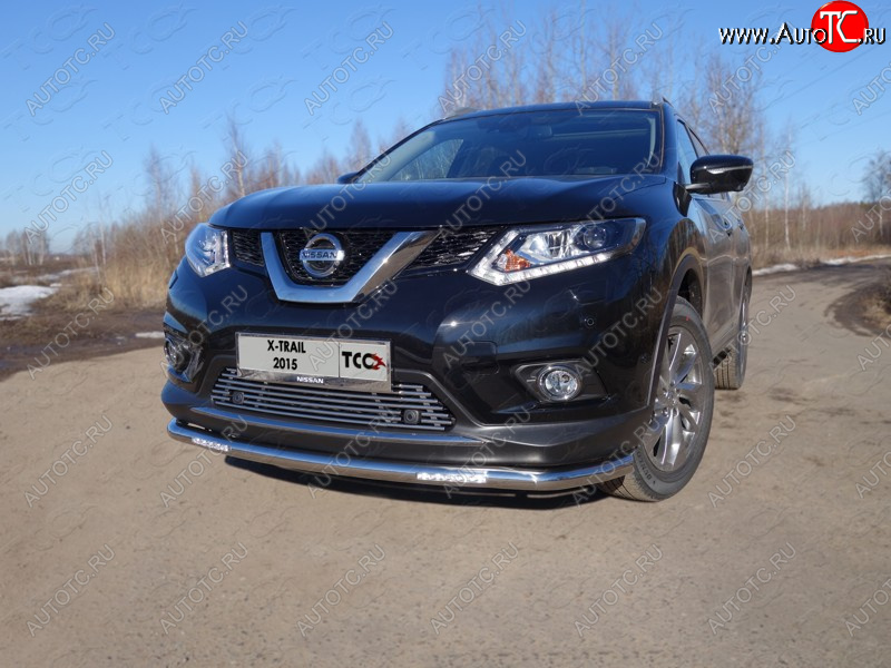 8 799 р. Нижняя декоративная вставка в бампер (с парктроником) ТСС Тюнинг  Nissan X-trail  3 T32 (2013-2018) дорестайлинг (d 12 мм)  с доставкой в г. Кемерово
