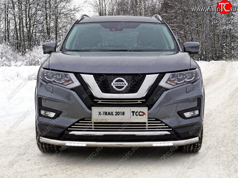 40 999 р. Защита переднего бампера нижняя с ДХО 60,3 мм ТСС Тюнинг  Nissan X-trail  3 T32 (2017-2022) рестайлинг (нержавейка)  с доставкой в г. Кемерово