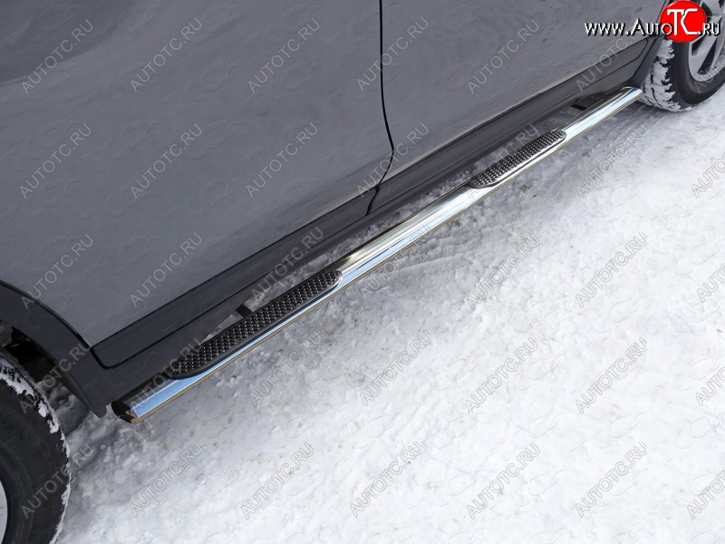 33 999 р. Пороги овальные с накладкой 75х42 мм ТСС Тюнинг  Nissan X-trail  3 T32 (2017-2022) рестайлинг (серые)  с доставкой в г. Кемерово