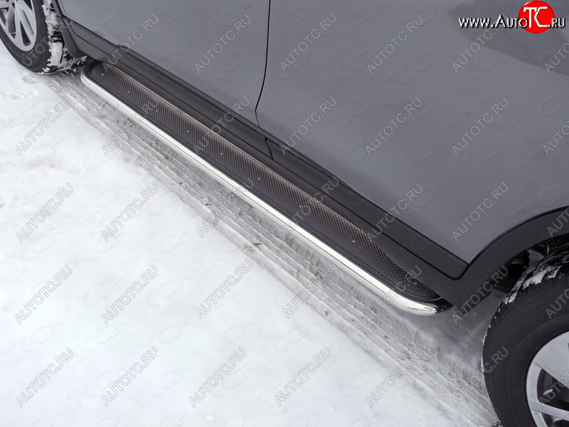41 749 р. Пороги с площадкой 42,4 мм ТСС Тюнинг  Nissan X-trail  3 T32 (2017-2022) рестайлинг (нержавейка)  с доставкой в г. Кемерово