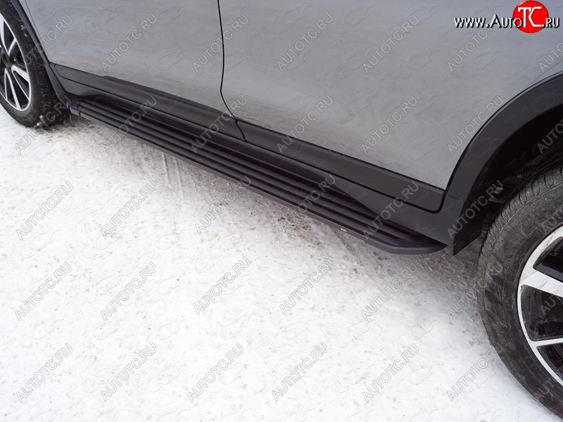 21 999 р. Пороги алюминиевые Slim Line ТСС Тюнинг  Nissan X-trail  3 T32 (2017-2022) рестайлинг (Black)  с доставкой в г. Кемерово
