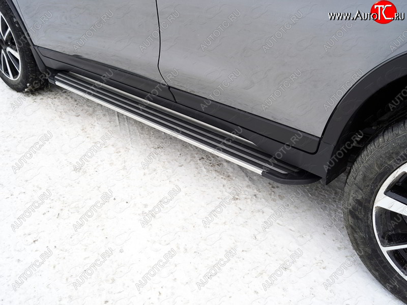 20 599 р. Пороги алюминиевые Slim Line ТСС Тюнинг  Nissan X-trail  3 T32 (2017-2022) рестайлинг (Silver)  с доставкой в г. Кемерово