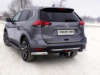 Защита задняя (уголки овальные, нержавейка 75х42 мм) ТСС Тюнинг Nissan X-trail 3 T32 рестайлинг (2017-2022) ()