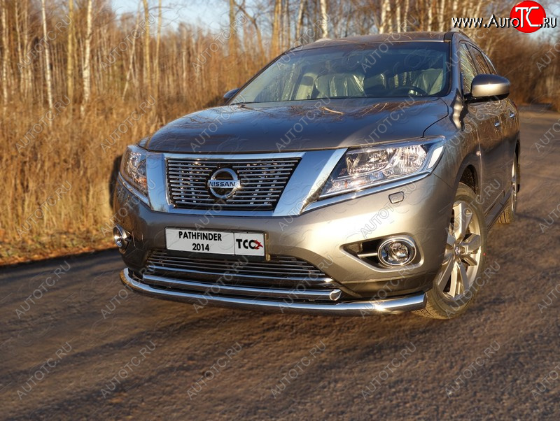 29 449 р.  Защита передняя нижняя двойная 76,1*50,8 мм Тюнинг  Nissan Pathfinder  R52 (2012-2017) дорестайлинг (нержавейка)  с доставкой в г. Кемерово