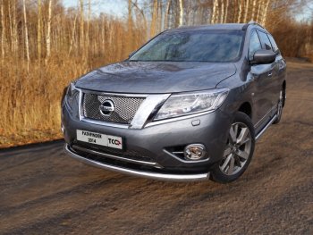 Защита переднего бампера нижняя d76,1 мм ТСС Тюнинг Nissan Pathfinder R52 дорестайлинг (2012-2017) (нержавейка)