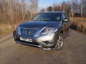 24 999 р. Защита переднего бампера кенгурин 60,3 мм ТСС Тюнинг  Nissan Pathfinder  R52 (2012-2017) дорестайлинг (нержавейка)  с доставкой в г. Кемерово. Увеличить фотографию 1