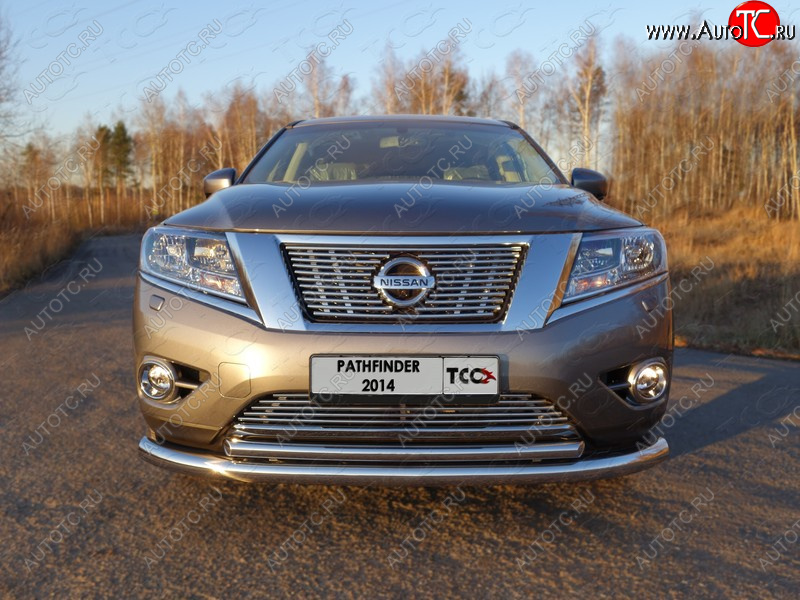 8 799 р. Верхняя декоративная вставка решетки радиатора ТСС Тюнинг  Nissan Pathfinder  R52 (2012-2017) дорестайлинг (d 12 мм)  с доставкой в г. Кемерово