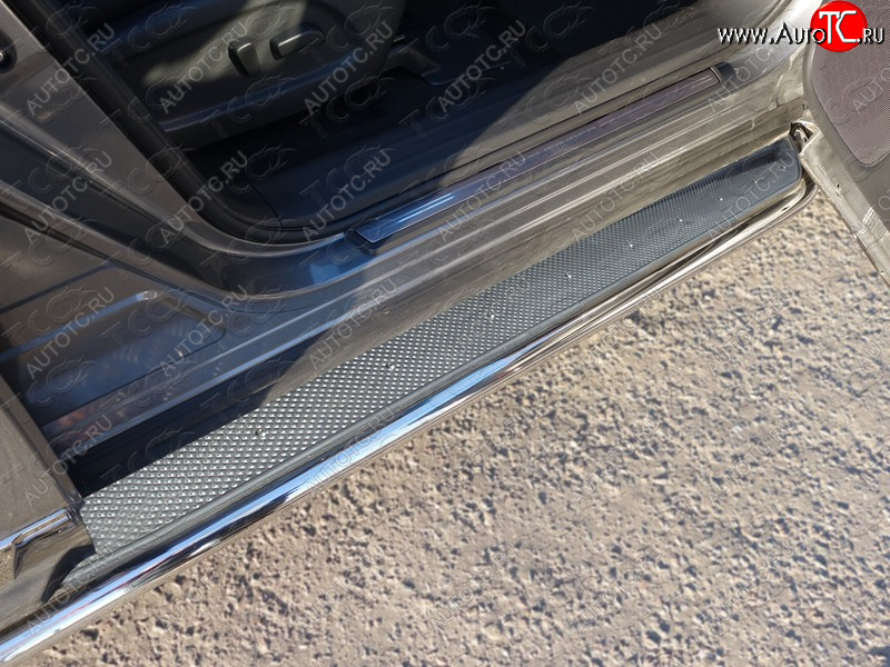 41 749 р. Пороги с площадкой 42,4 мм ТСС Тюнинг  Nissan Pathfinder  R52 (2012-2017) дорестайлинг (нержавейка)  с доставкой в г. Кемерово