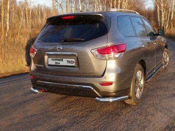 Защита задняя (уголки, нержавейка 76,1 мм) ТСС Тюнинг Nissan Pathfinder  R52 (2012-2017) дорестайлинг