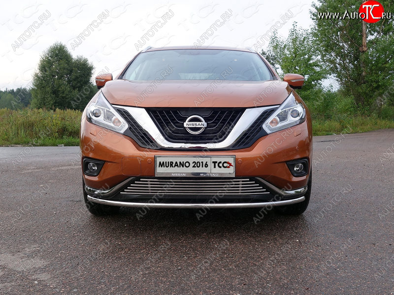 17 649 р. Защита переднего бампера нижняя d42,4 мм ТСС Тюнинг Nissan Murano 3 Z52 дорестайлинг (2015-2022) (нержавейка)  с доставкой в г. Кемерово