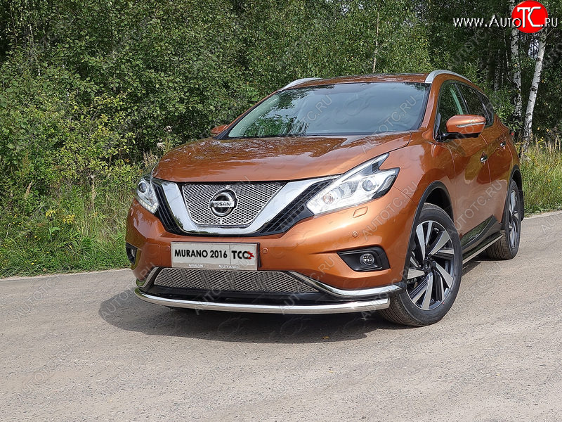 20 599 р. Защита переднего бампера нижняя d60,3 мм ТСС Тюнинг  Nissan Murano  3 Z52 (2015-2022) дорестайлинг (нержавейка)  с доставкой в г. Кемерово