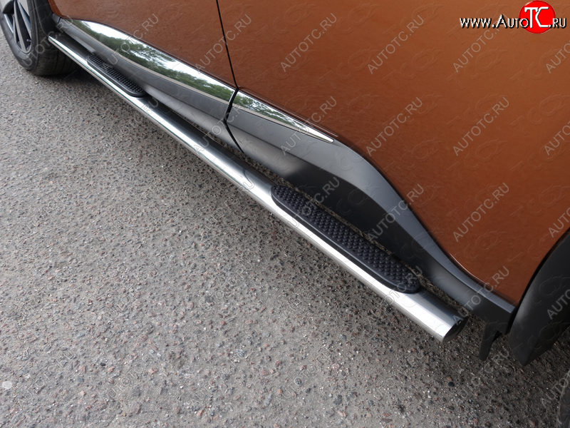 31 399 р. Пороги овальные с накладкой 75х42 мм ТСС Тюнинг  Nissan Murano  3 Z52 (2015-2022) дорестайлинг (серые)  с доставкой в г. Кемерово