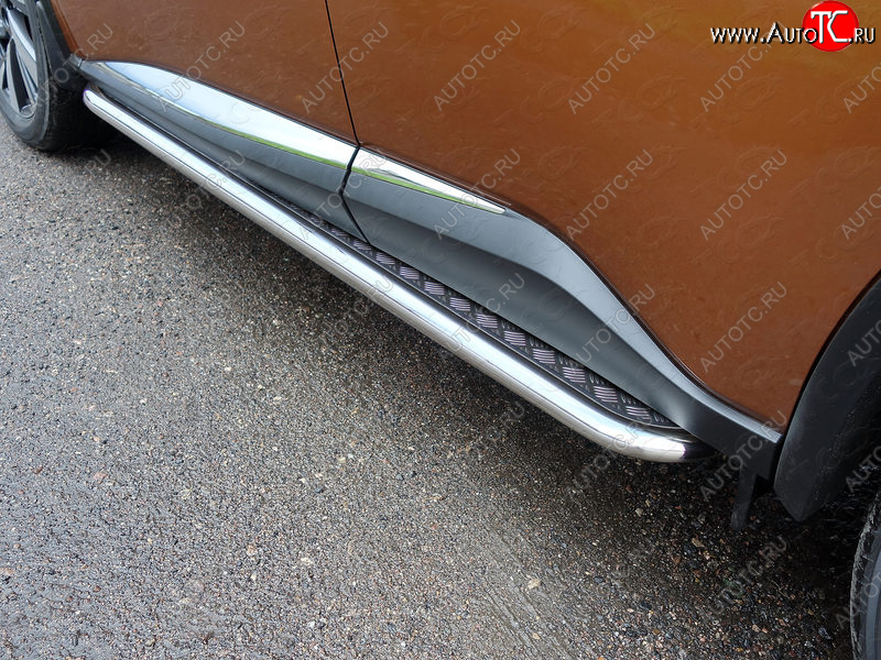 29 999 р. Пороги с площадкой 42,4 мм ТСС Тюнинг  Nissan Murano  3 Z52 (2015-2022) дорестайлинг (серые)  с доставкой в г. Кемерово