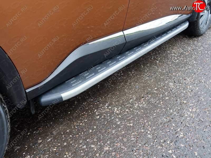 21 999 р. Пороги алюминиевые с пластиковой накладкой ТСС Тюнинг  Nissan Murano  3 Z52 (2015-2022) дорестайлинг (карбон серые)  с доставкой в г. Кемерово