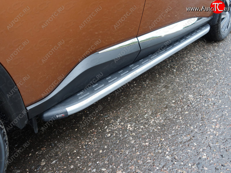 21 999 р. Пороги алюминиевые с пластиковой накладкой, ТСС Тюнинг  Nissan Murano  3 Z52 (2015-2022) дорестайлинг (карбон серебро)  с доставкой в г. Кемерово