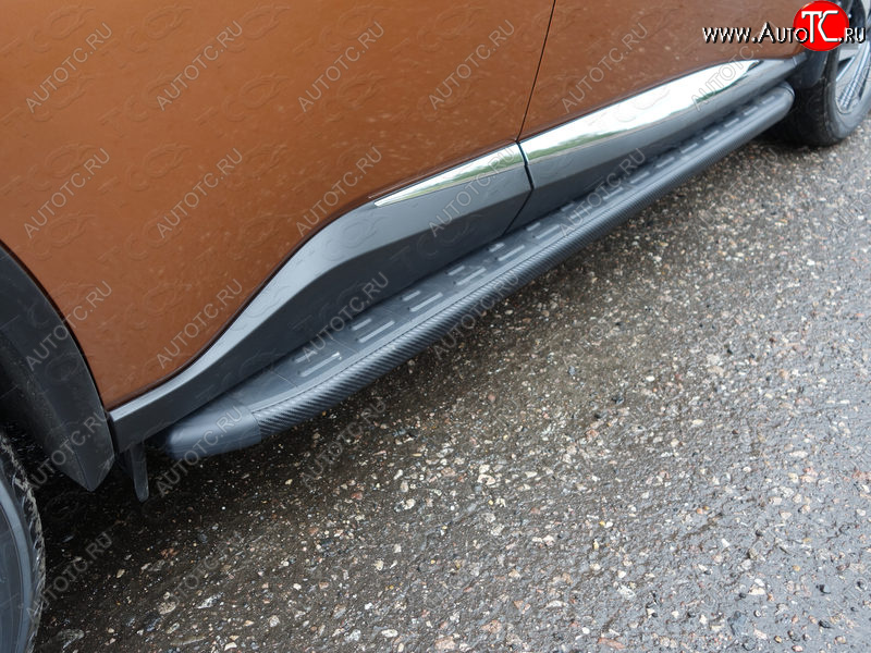 21 999 р. Пороги алюминиевые с пластиковой накладкой ТСС Тюнинг  Nissan Murano  3 Z52 (2015-2022) дорестайлинг (карбон черные)  с доставкой в г. Кемерово