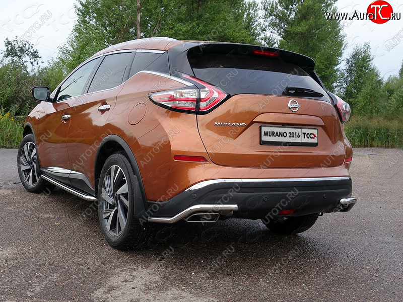 14 699 р. Защита заднего бампера (уголки, d42,4 мм) TCC  Nissan Murano  3 Z52 (2015-2022) дорестайлинг  с доставкой в г. Кемерово