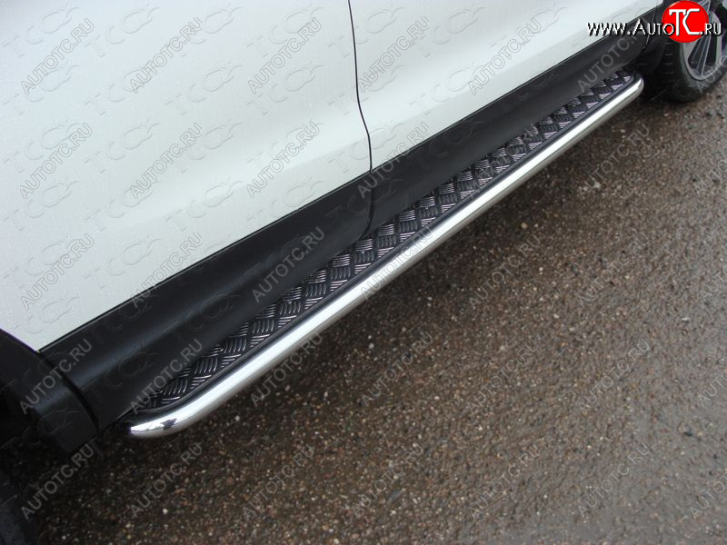 27 849 р. Пороги с площадкой 42,4 мм ТСС Тюнинг  Nissan Qashqai  2 (2013-2019) J11 дорестайлинг (серые)  с доставкой в г. Кемерово