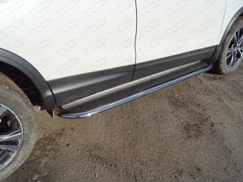 Пороги с площадкой 75х42 мм ТСС Тюнинг Nissan Qashqai  2 (2013-2019) J11 дорестайлинг