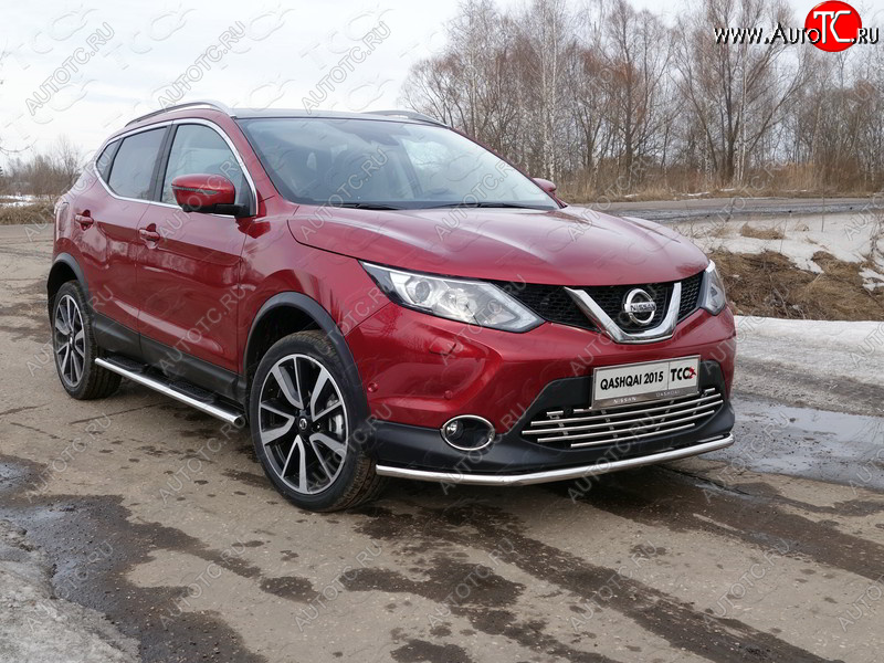 15 999 р. Защита переднего бампера нижняя 42,4 мм ТСС Тюнинг  Nissan Qashqai  2 (2013-2019) J11 дорестайлинг (нержавейка)  с доставкой в г. Кемерово