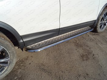 Пороги с площадкой 75х42 мм ТСС Тюнинг Nissan Qashqai  2 (2013-2019) J11 дорестайлинг (серые)
