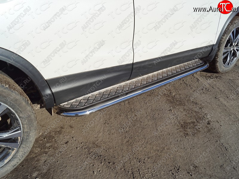 39 949 р. Пороги с площадкой 75х42 мм ТСС Тюнинг  Nissan Qashqai  2 (2013-2019) J11 дорестайлинг (серые)  с доставкой в г. Кемерово