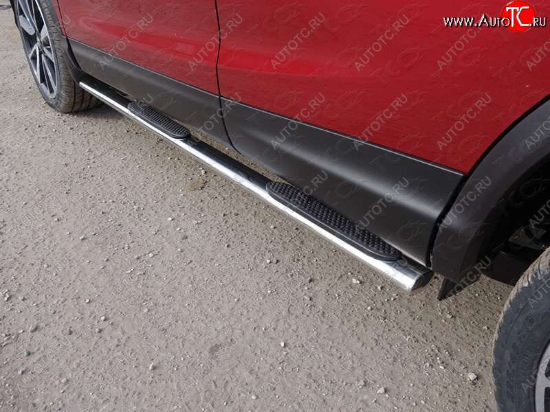 29 749 р. Пороги овальные с накладкой 75х42 мм ТСС Тюнинг Nissan Qashqai 2 J11 рестайлинг (2017-2022) (серые)  с доставкой в г. Кемерово