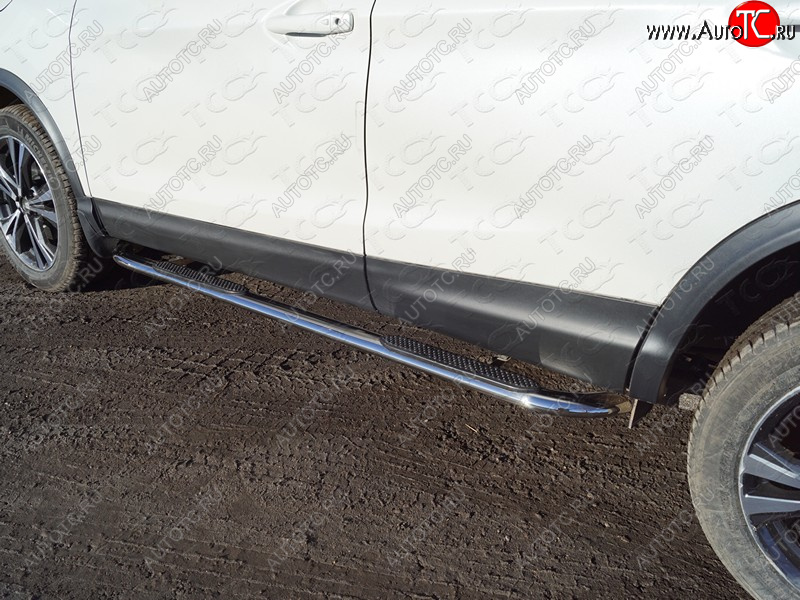 32 849 р. Пороги овальные гнутые с накладкой 75х42 мм ТСС Тюнинг Nissan Qashqai 2 J11 рестайлинг (2017-2022) (серые)  с доставкой в г. Кемерово