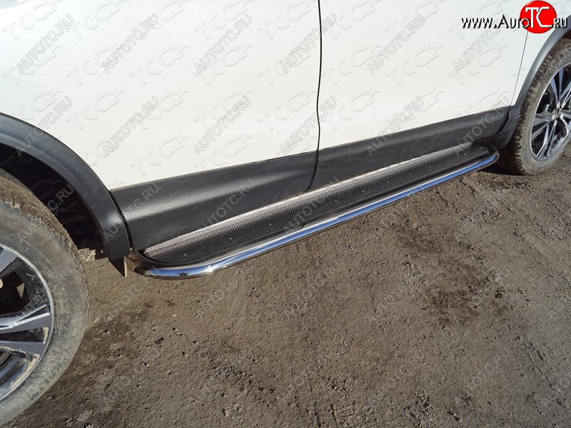 47 999 р. Пороги с площадкой 75х42 мм ТСС Тюнинг Nissan Qashqai 2 J11 рестайлинг (2017-2022) (нержавейка)  с доставкой в г. Кемерово