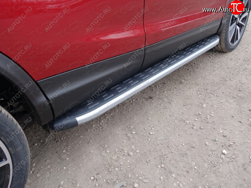 21 999 р. Пороги алюминиевые с пластиковой накладкой ТСС Тюнинг  Nissan Qashqai  2 (2017-2022) J11 рестайлинг (карбон )  с доставкой в г. Кемерово