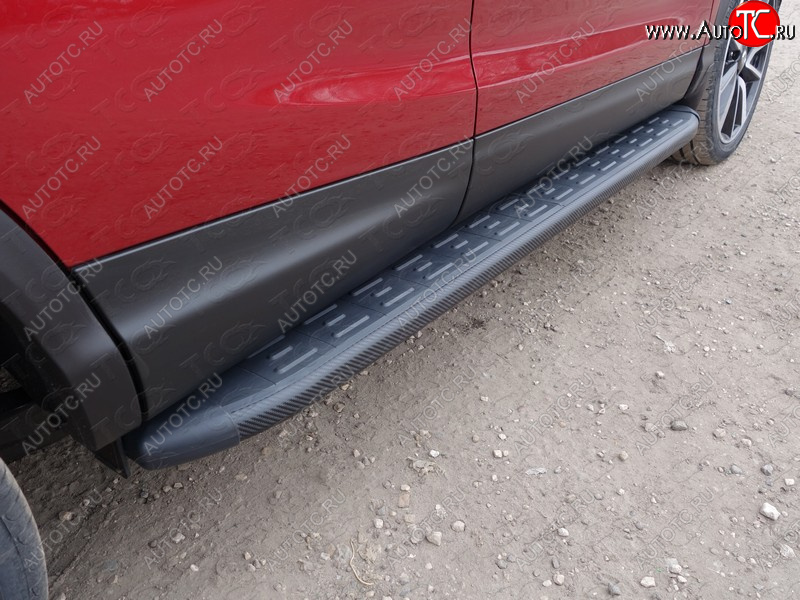 21 999 р. Пороги алюминиевые с пластиковой накладкой ТСС Тюнинг  Nissan Qashqai  2 (2017-2022) J11 рестайлинг (карбон черные)  с доставкой в г. Кемерово