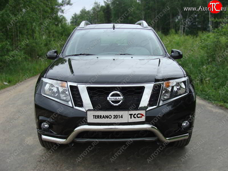 17 649 р. Защита переднего бампера кенгурин 60,3 мм ТСС Тюнинг  Nissan Terrano  D10 (2013-2016) дорестайлинг (нержавейка)  с доставкой в г. Кемерово