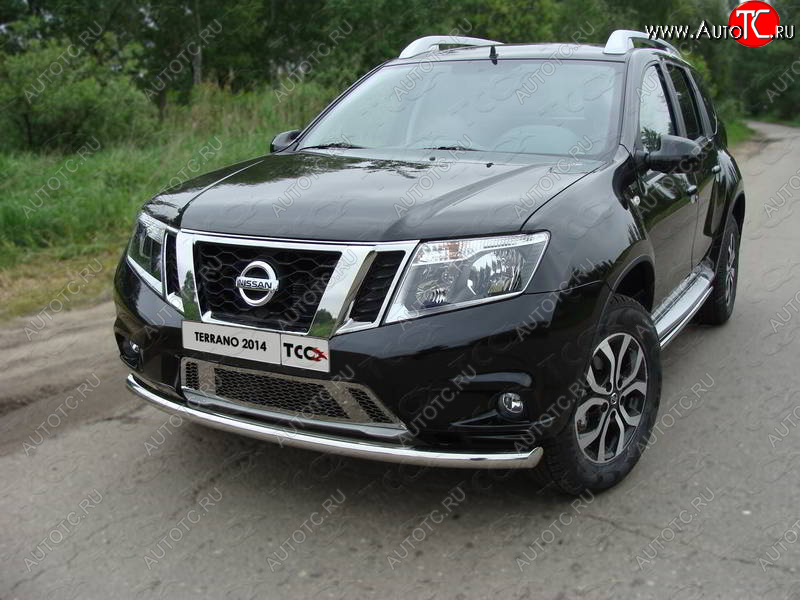 15 999 р. Защита переднего бампера нижняя d60,3 мм ТСС Тюнинг  Nissan Terrano  D10 (2013-2016) дорестайлинг (нержавейка)  с доставкой в г. Кемерово