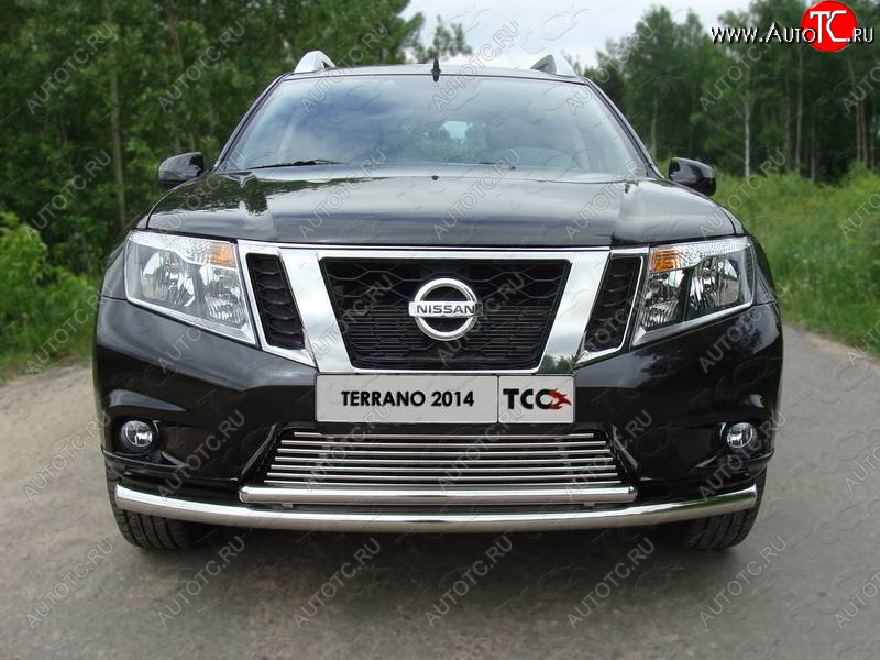 7 349 р. Декоративная вставка переднего бампера ТСС Тюнинг  Nissan Terrano  D10 (2013-2016) дорестайлинг (d 12 мм)  с доставкой в г. Кемерово