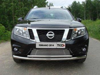 Верхняя декоративная вставка решетки радиатора ТСС Тюнинг Nissan Terrano  D10 (2013-2016) дорестайлинг (d 12 мм)