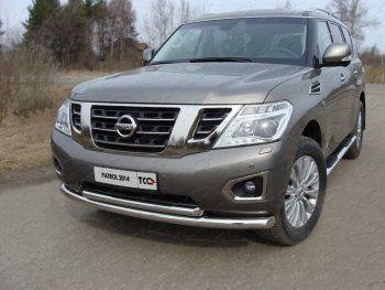 36 299 р. Защита передняя нижняя двойная 76,1*60,3 мм Тюнинг  Nissan Patrol  6 (2014-2017) Y62 рестайлинг (нержавейка)  с доставкой в г. Кемерово. Увеличить фотографию 1