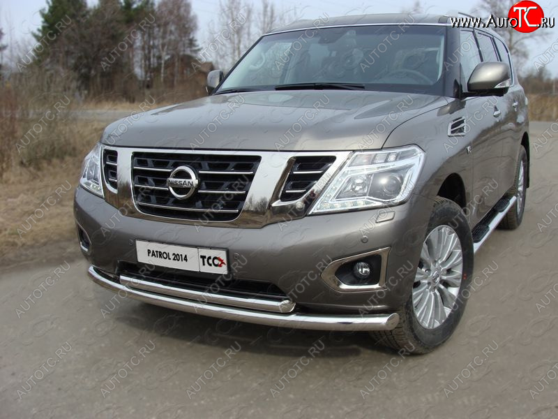 36 299 р. Защита передняя нижняя двойная 76,1*60,3 мм Тюнинг  Nissan Patrol  6 (2014-2017) Y62 рестайлинг (нержавейка)  с доставкой в г. Кемерово