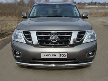 29 449 р. Защита переднего бампера нижняя 76,1 мм ТСС тюнинг  Nissan Patrol  6 (2014-2017) Y62 рестайлинг (нержавейка)  с доставкой в г. Кемерово. Увеличить фотографию 1