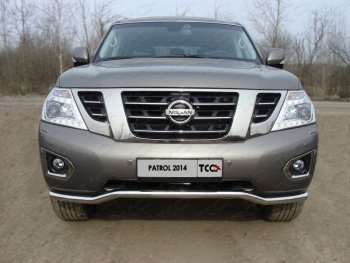 Защита переднего бампера кенгурин 60,3 мм ТСС Тюнинг Nissan Patrol  6 (2014-2017) Y62 рестайлинг (нержавейка)
