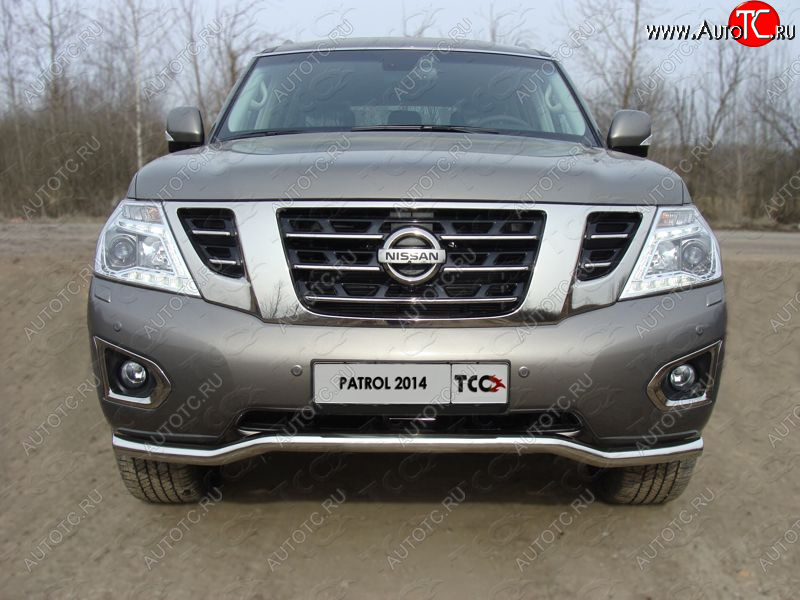26 499 р. Защита переднего бампера кенгурин 60,3 мм ТСС Тюнинг  Nissan Patrol  6 (2014-2017) Y62 рестайлинг (нержавейка)  с доставкой в г. Кемерово