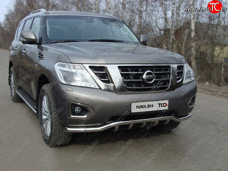 33 849 р. Защита переднего бампера кенгурин с вставкой 60,3 мм ТСС Тюнинг Nissan Patrol 6 Y62 рестайлинг (2014-2017) (нержавейка)  с доставкой в г. Кемерово